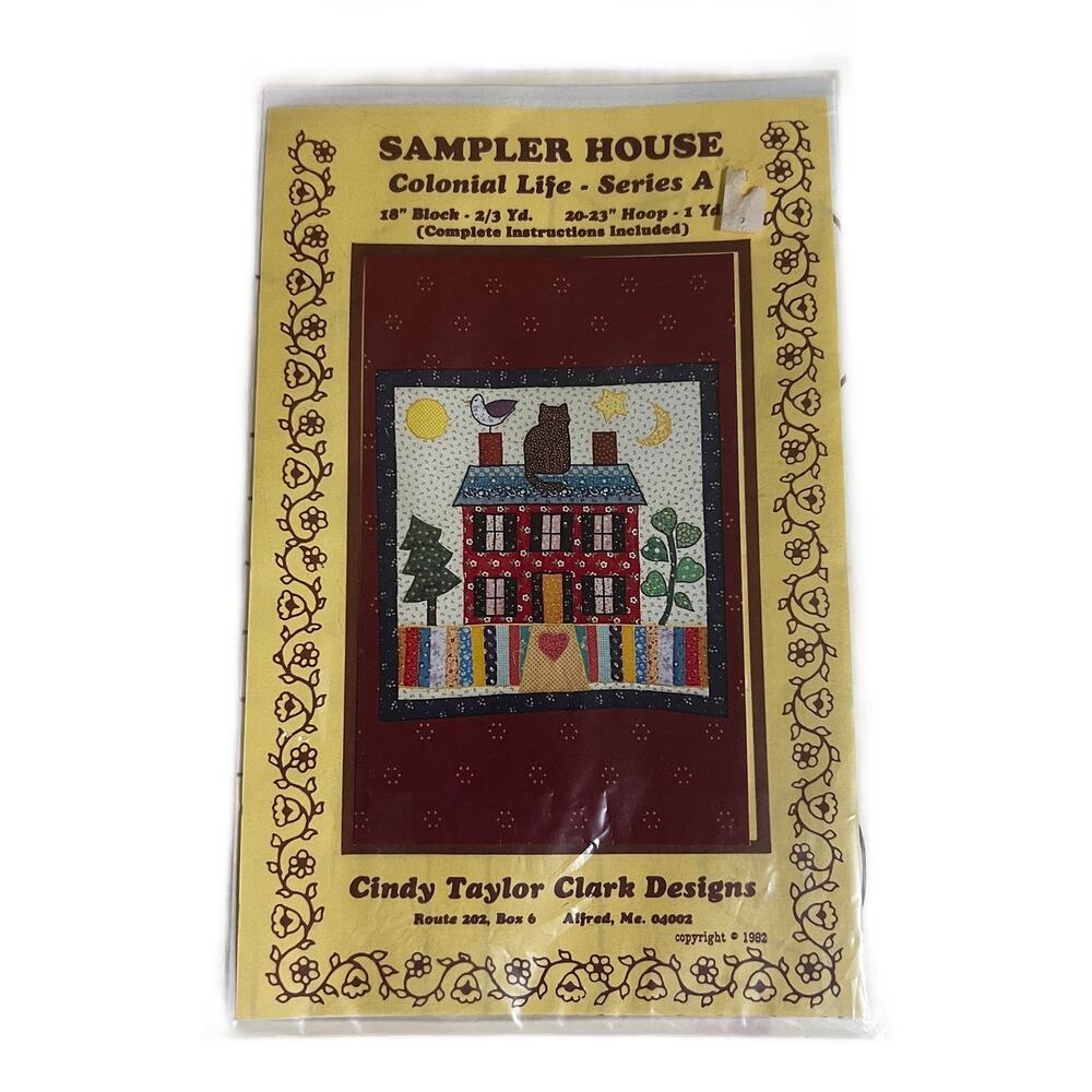 NWT Cindy Taylor Clark Designs Sampler House Wall Hanging Cat House Design